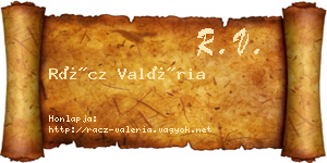 Rácz Valéria névjegykártya